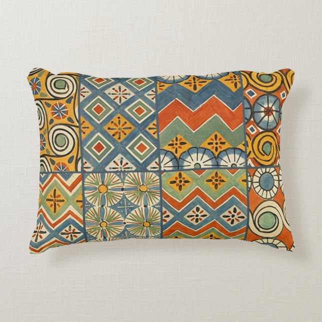 Geometrische kleurrijke Antiek Egyptische grafisch Accent Kussen (Voorkant)