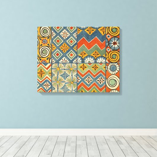 Geometrische kleurrijke Antiek Egyptische grafisch Canvas Afdruk (Insitu (Houten vloer))