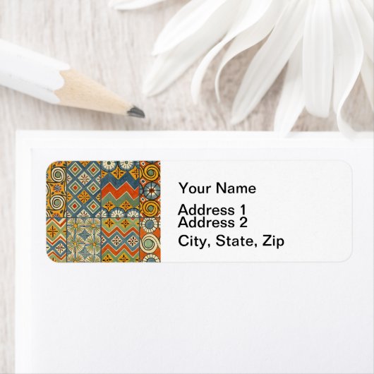 Geometrische kleurrijke Antiek Egyptische grafisch Etiket (Insitu)