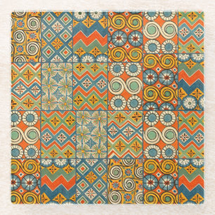 Geometrische kleurrijke Antiek Egyptische grafisch Glazen Onderzetter