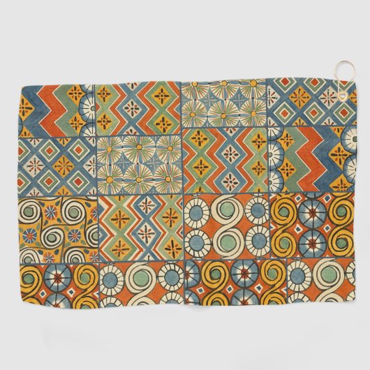 Geometrische kleurrijke Antiek Egyptische grafisch Golfhanddoek (Horizontaal)