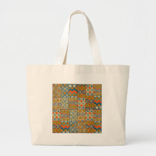 Geometrische kleurrijke Antiek Egyptische grafisch Grote Tote Bag