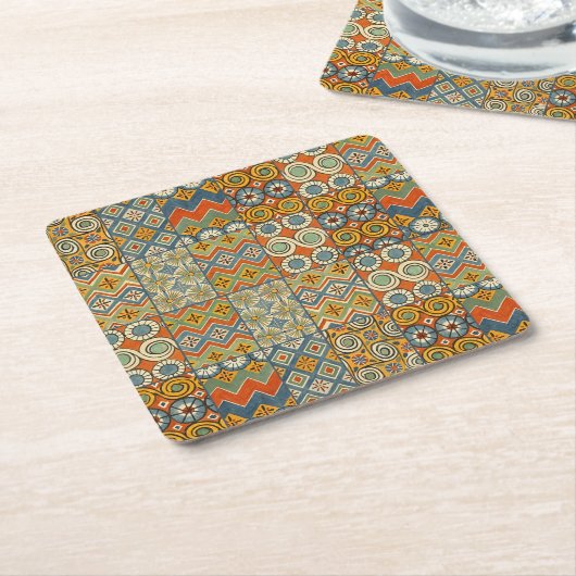 Geometrische kleurrijke Antiek Egyptische grafisch Kartonnen Onderzetters (Schuin)