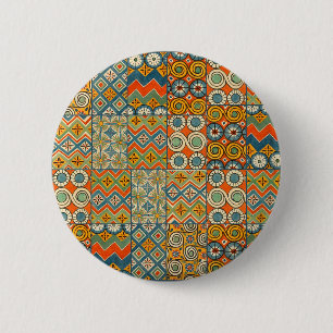 Geometrische kleurrijke Antiek Egyptische grafisch Ronde Button 5,7 Cm