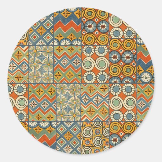 Geometrische kleurrijke Antiek Egyptische grafisch Ronde Sticker (Voorkant)