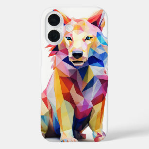 Geometrische kleurrijke hond iPhone 16 hoesje