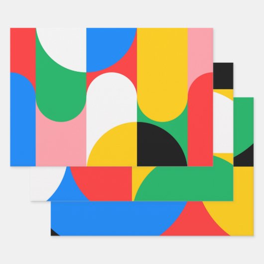 Geometrische kleurrijke moderne grafische kabel ui inpakpapier vel (Set)