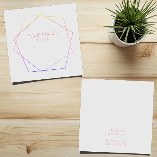 Geometrische kleurrijke oorhouder vierkante visitekaartjes