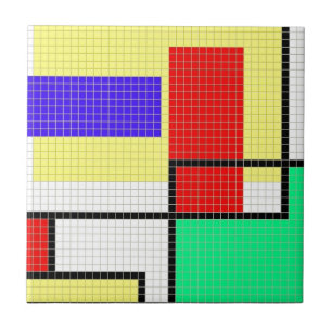 Geometrische kleurrijke pixelpatronen tegeltje
