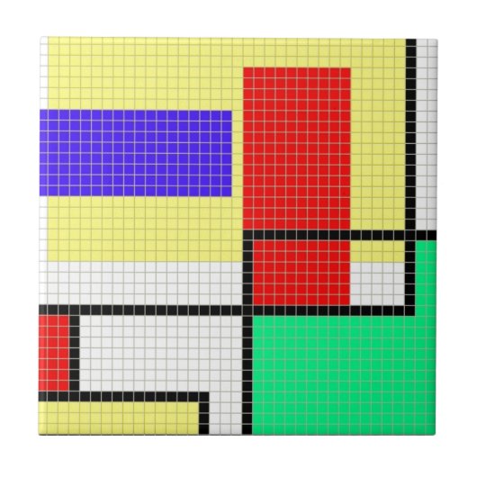 Geometrische kleurrijke pixelpatronen tegeltje (Voorkant)