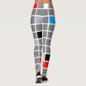 Geometrische kleurrijke vierkanten patroon Mondria Leggings (Achterkant)