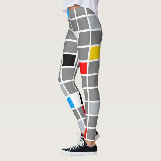 Geometrische kleurrijke vierkanten patroon Mondria Leggings (Links)