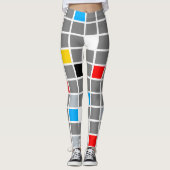 Geometrische kleurrijke vierkanten patroon Mondria Leggings (Voorkant)