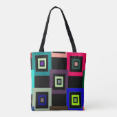 Geometrische kleurrijke vierkantjes - Kunstgalerij Tote Bag (Achterkant)
