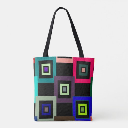 Geometrische kleurrijke vierkantjes - Kunstgalerij Tote Bag (Achterkant)