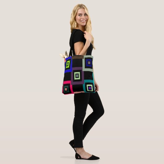Geometrische kleurrijke vierkantjes - Kunstgalerij Tote Bag (Op model)