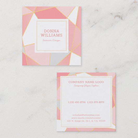 Geometrische kleurrijke vormen achtergrond vierkante visitekaartje (Voorkant / Achterkant)