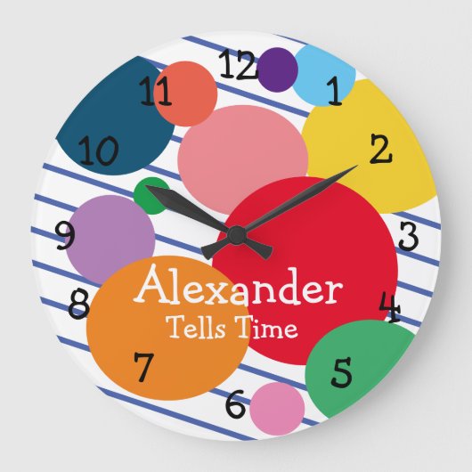 Geometrische kleurrijke vormen Kindruimte Grote Klok (Voorkant)