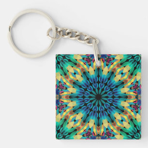  Geometrische Kleurrijke Vormen Mandala Sleutelhanger