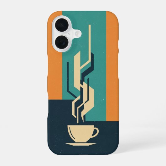 Geometrische koffiekop iPhone 16 hoesje (Achterkant)