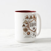 Geometrische koffieliefhebber Modern en stijlvol d Tweekleurige Koffiemok (Voorkant rechts)