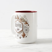 Geometrische koffieliefhebber Modern en stijlvol d Tweekleurige Koffiemok (Voorkant links)