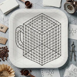Geometrische koffiemok Isometrische rasterkunst Papieren Bordje