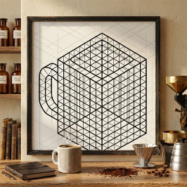 Geometrische koffiemok Isometrische rasterkunst Poster