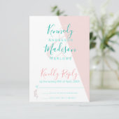 Geometrische koraalbegroting opmerkelijk RSVP kaartje (Staand voorkant)