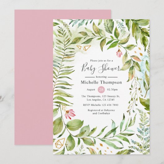 Geometrische Kristal Groene Baby Shower Kaart (Voorkant / Achterkant)