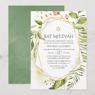 Geometrische Kristal Groene Bat Mitzvah Kaart