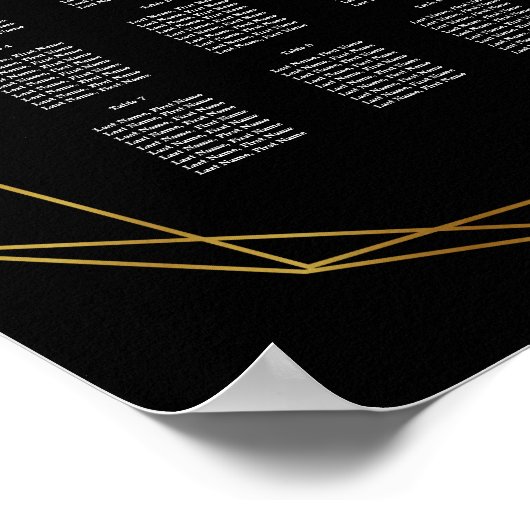 geometrische kristalzwarte tabelplanparty/bruiloft poster (Hoek)