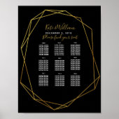 geometrische kristalzwarte tabelplanparty/bruiloft poster (Voorkant)