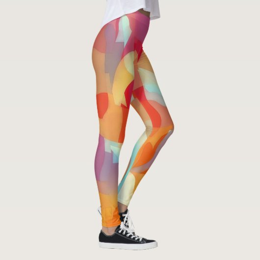 Geometrische krommen en kleurrijke kunst Leggings (Rechts)