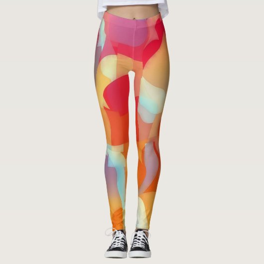 Geometrische krommen en kleurrijke kunst Leggings (Voorkant)