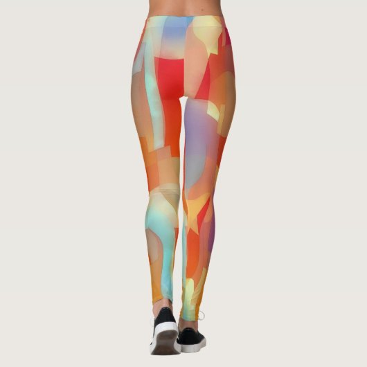 Geometrische krommen en kleurrijke kunst Leggings (Achterkant)