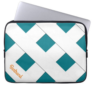 Geometrische kruisende pastel witte lijnen met naa laptop sleeve