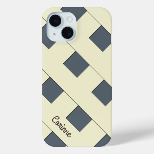 Geometrische kruisende pastelgele lijnen met naam Case-Mate iPhone case (Achterkant)