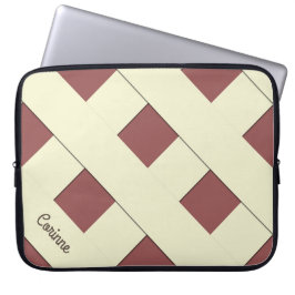 Geometrische kruisende pastelgele lijnen met naam laptop sleeve