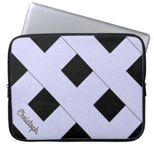 Geometrische kruising Pastel Blauwe Lijnen met naa Laptop Sleeve