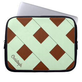 Geometrische kruising Pastel Green Lines met naam Laptop Sleeve