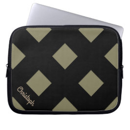 Geometrische kruising Zwarte lijnen met naam Laptop Sleeve