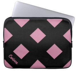 Geometrische kruising Zwarte lijnen met naam Laptop Sleeve