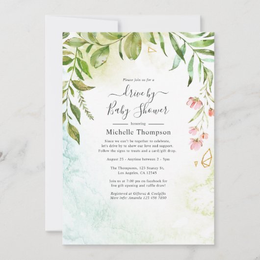 Geometrische krystal Greenery drive van de douwer Kaart (Voorkant)