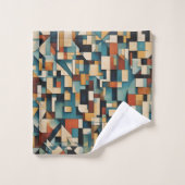 Geometrische kubist, abstract, kleurontwerp. bad handdoek (Wasdoekje)