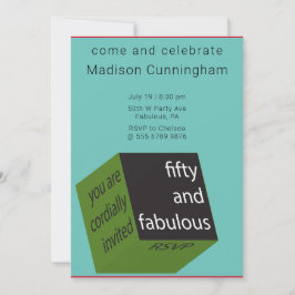 Geometrische kubus van 50e verjaardag BLAUWGROEN Kaart