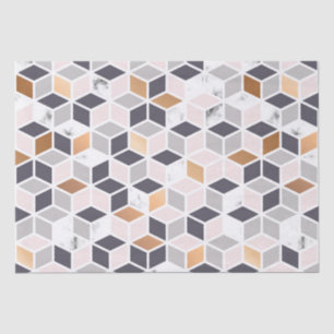 Geometrische kubuspatroon aardtonen tissuepapier