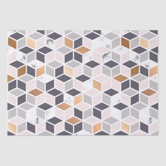 Geometrische kubuspatroon aardtonen tissuepapier (Voorkant)