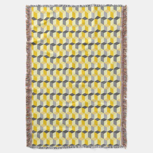Geometrische kubussen Geel en Grijs Modern Abstrac Deken (Voorkant Verticaal)