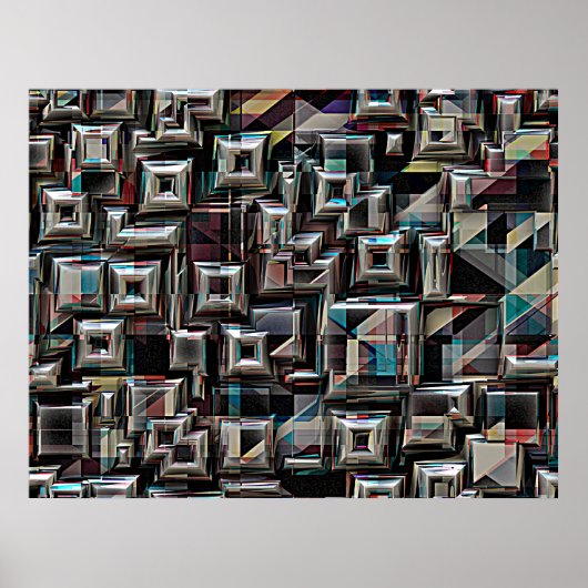 Geometrische kubussen in beweging poster (Voorkant)